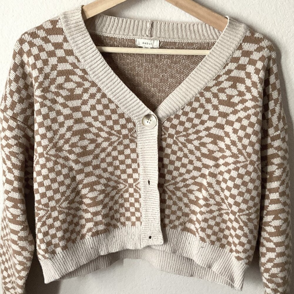 Debut| Checker Crop Sweater